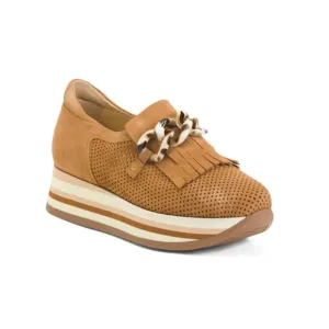 SOFTWAVES Cognac Made In Portugal Suede Extra Comfort Slip On Sneakers