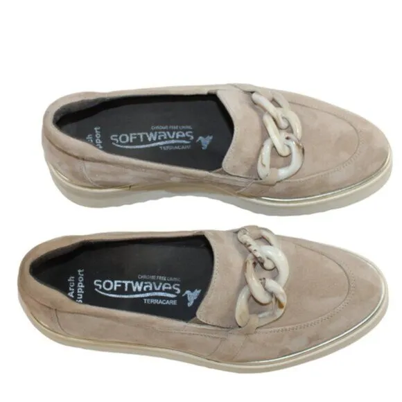 Softwaves Sahara Tan Suede Platform Loafer, Size 36 (US 6)
