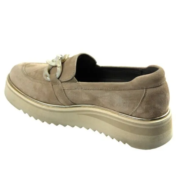 Softwaves Sahara Tan Suede Platform Loafer, Size 36 (US 6)