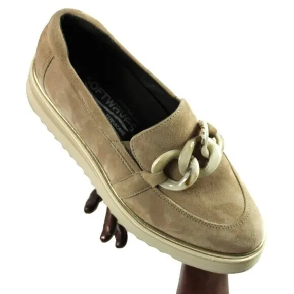 Softwaves Sahara Tan Suede Platform Loafer, Size 36 (US 6)