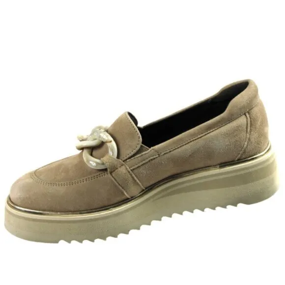 Softwaves Sahara Tan Suede Platform Loafer, Size 36 (US 6)