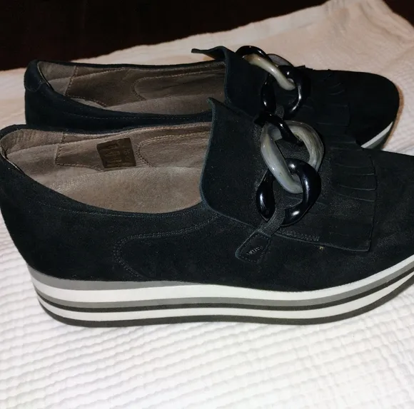 Softwaves Salera black Suede leather loafers Arch Support Womens EU 39 US 8.5