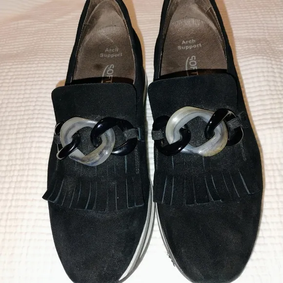 Softwaves Salera black Suede leather loafers Arch Support Womens EU 39 US 8.5