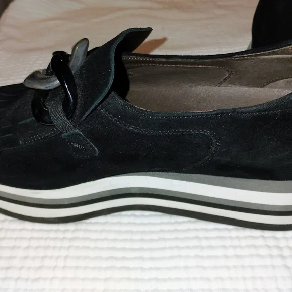 Softwaves Salera black Suede leather loafers Arch Support Womens EU 39 US 8.5