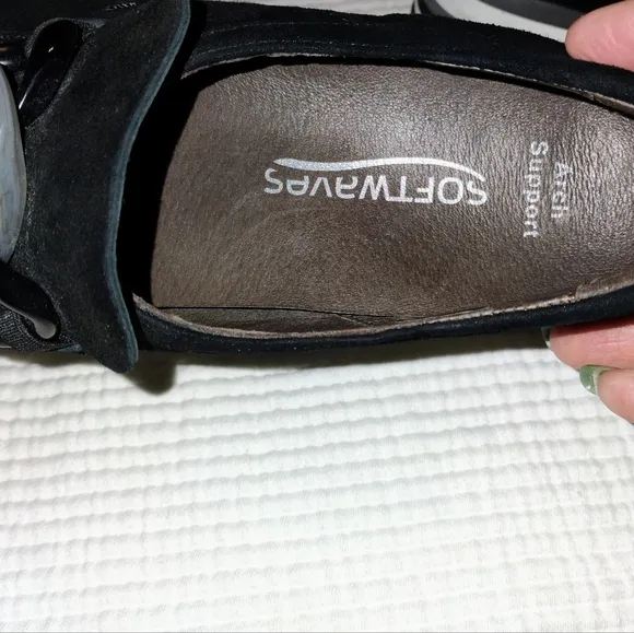 Softwaves Salera black Suede leather loafers Arch Support Womens EU 39 US 8.5