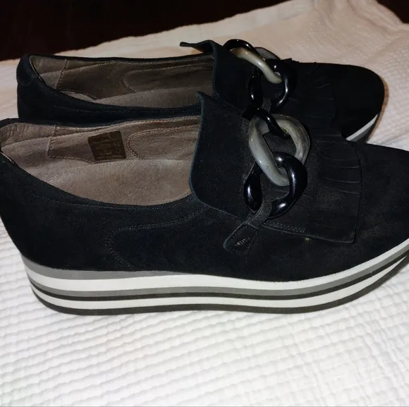 Softwaves Salera black Suede leather loafers Arch Support Womens EU 39 US 8.5