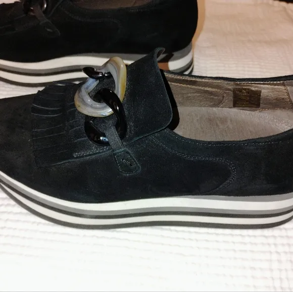 Softwaves Salera black Suede leather loafers Arch Support Womens EU 39 US 8.5