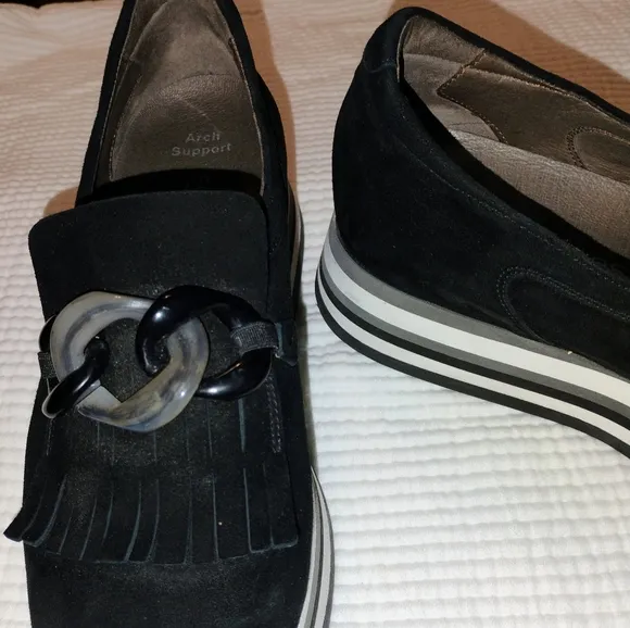 Softwaves Salera black Suede leather loafers Arch Support Womens EU 39 US 8.5
