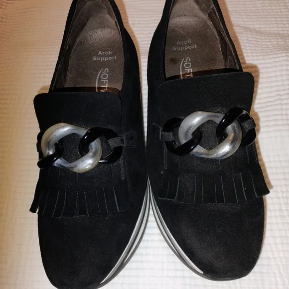 Softwaves Salera black Suede leather loafers Arch Support Womens EU 39 US 8.5