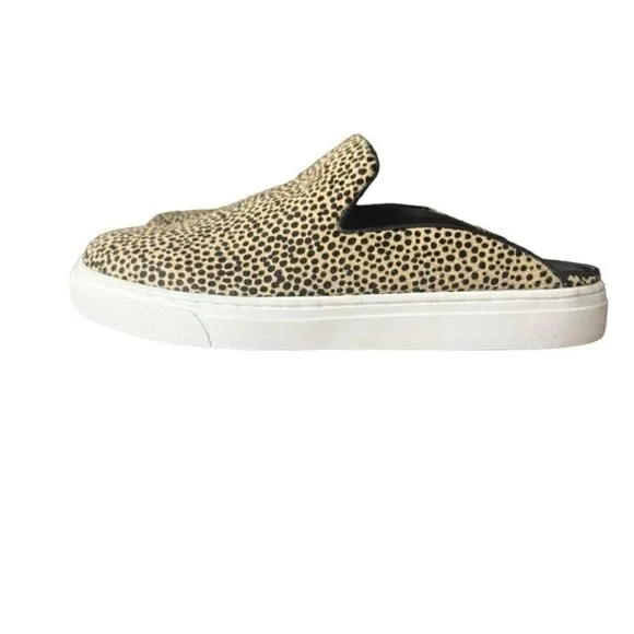Sole Society Animal Print Slip On Sneakers Mules Cow Fur Size 6.5