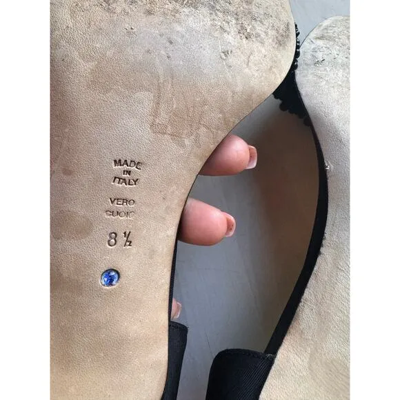 Something BLEU CAPPY D'ORSAY SANDAL IN BLACK MOIRE size 8.5