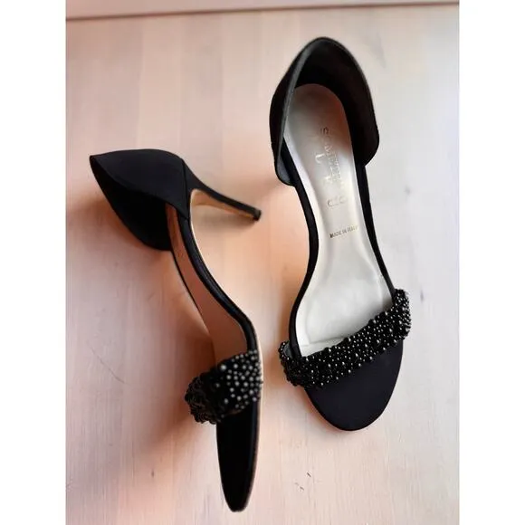 Something BLEU CAPPY D'ORSAY SANDAL IN BLACK MOIRE size 8.5