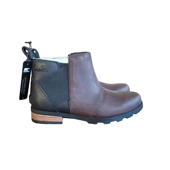 SOREL Blackened Brown Emelie Chelsea Boot Waterproof Size 6