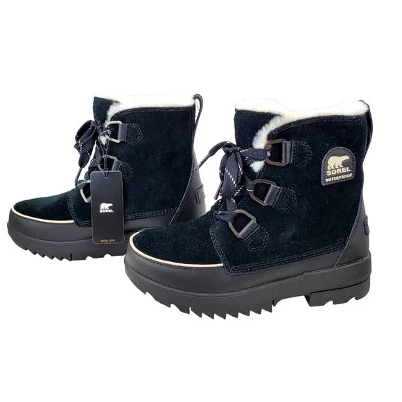 SOREL Boots TIVOLI IV Womans 11 Fur Suede Leather Waterproof Shoes Outdoor Black