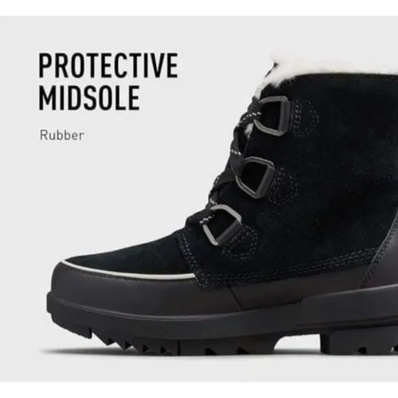 SOREL Boots TIVOLI IV Womans 11 Fur Suede Leather Waterproof Shoes Outdoor Black