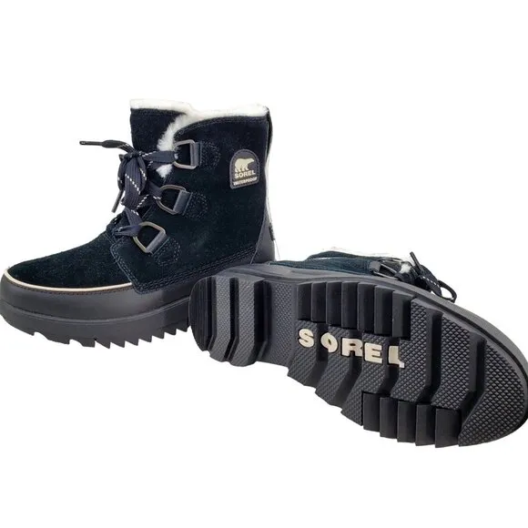 SOREL Boots TIVOLI IV Womans 11 Fur Suede Leather Waterproof Shoes Outdoor Black