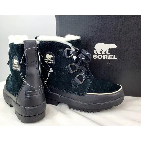 SOREL Boots TIVOLI IV Womans 11 Fur Suede Leather Waterproof Shoes Outdoor Black