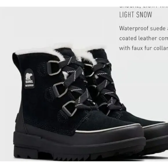 SOREL Boots TIVOLI IV Womans 11 Fur Suede Leather Waterproof Shoes Outdoor Black