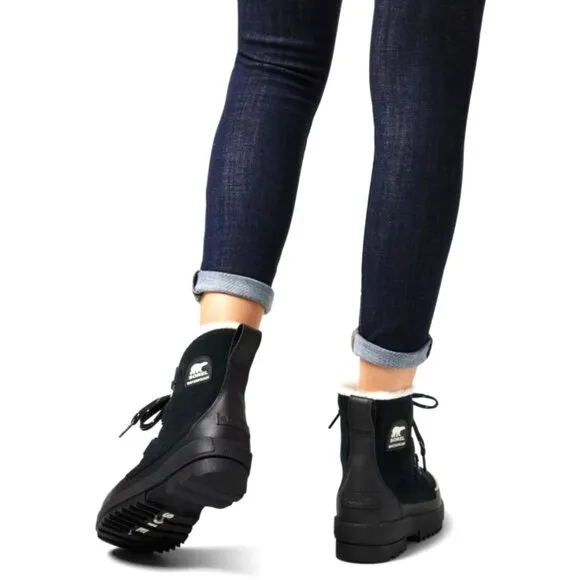 SOREL Boots TIVOLI IV Womans 11 Fur Suede Leather Waterproof Shoes Outdoor Black
