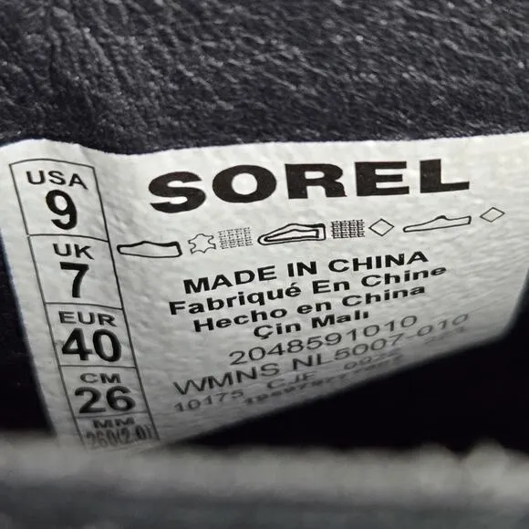 Sorel Brex Heel Zipper Womens Size 9 Waterproof Boots Zip Up Black Leather