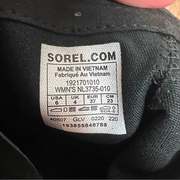 Sorel Harlow Zip Waterproof Black Ankle Boots Shoes Women Size 6