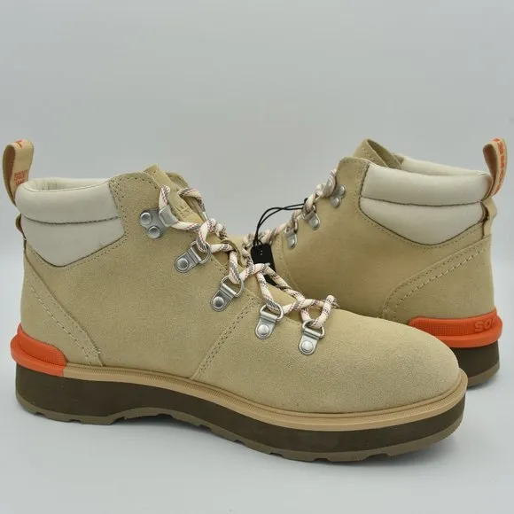 Sorel Hi-Line Waterproof Suede Hiking Boots Ceramic/Major (Tan &amp; Orange), Sz. 10