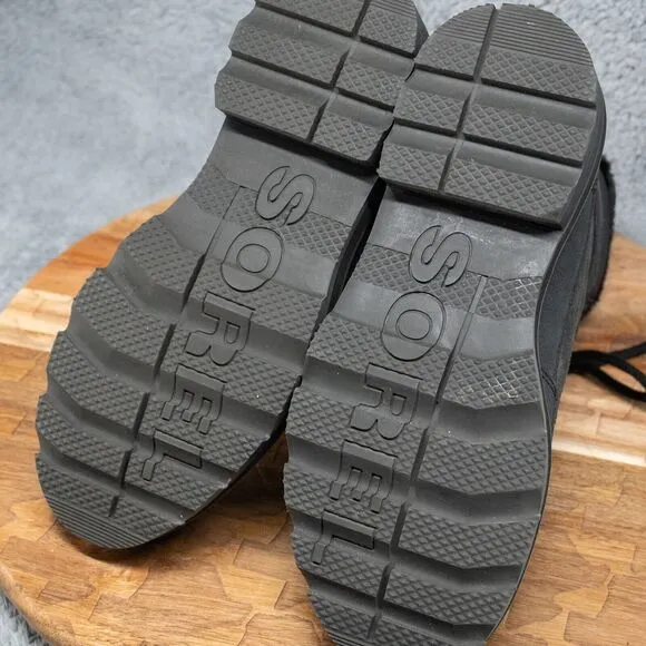 Sorel Lennox Cozy STKD Waterproof Black Lace Up Boots Womens 7