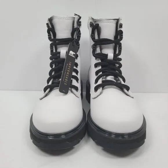 Sorel Lennox Waterproof Lace-Up Women's White Black Boots US Size 5.5 NWT