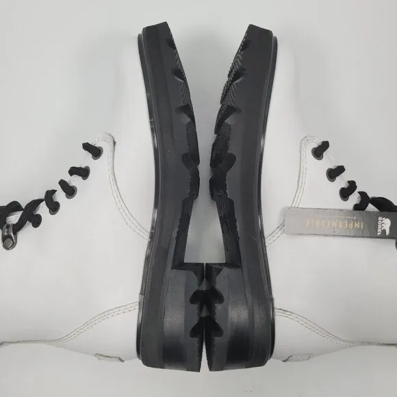 Sorel Lennox Waterproof Lace-Up Women's White Black Boots US Size 5.5 NWT