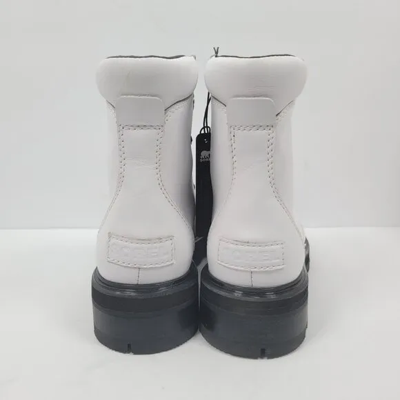 Sorel Lennox Waterproof Lace-Up Women's White Black Boots US Size 5.5 NWT