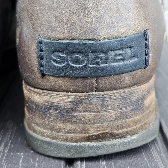 Sorel Major Lace Up Canvas Leather Ankle Boots Tan Brown Hiking Shoes Women's 7