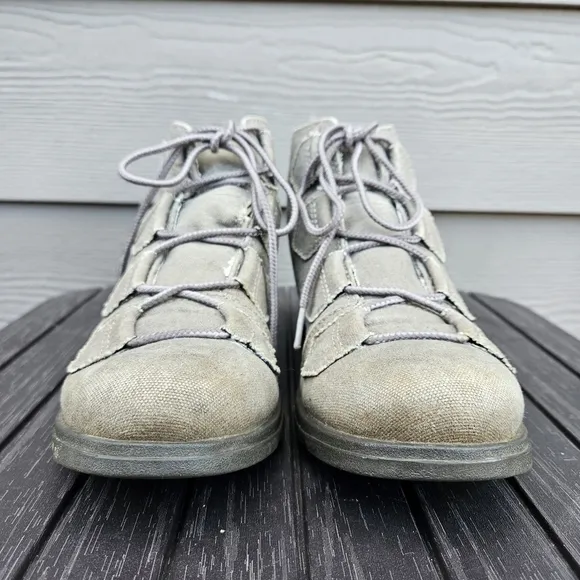 Sorel Major Lace Up Canvas Leather Ankle Boots Tan Brown Hiking Shoes Women's 7
