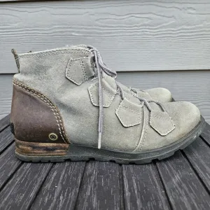 Sorel Major Lace Up Canvas Leather Ankle Boots Tan Brown Hiking Shoes Women's 7
