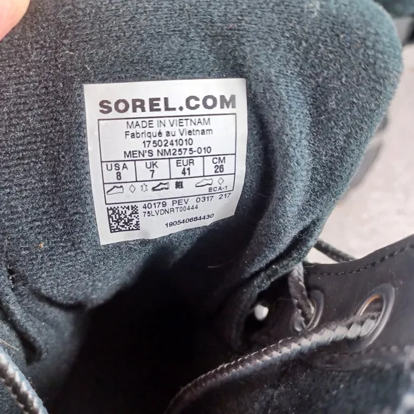 Sorel Men's Black Leather Waterproof Duck Bill Boots Shoes Size 8