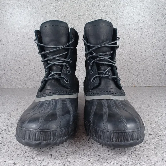 Sorel Men's Black Leather Waterproof Duck Bill Boots Shoes Size 8