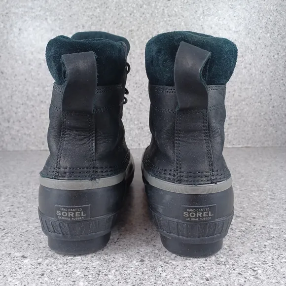 Sorel Men's Black Leather Waterproof Duck Bill Boots Shoes Size 8
