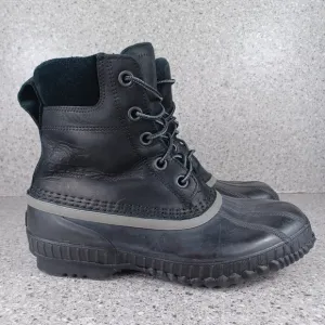 Sorel Men's Black Leather Waterproof Duck Bill Boots Shoes Size 8