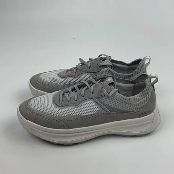 Sorel Ona Gray white Casual Sneakers Size 8.5 Lace up Tread walking running