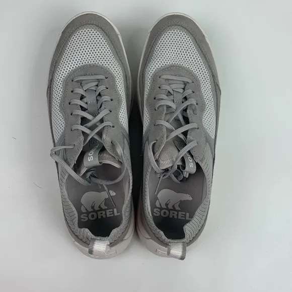 Sorel Ona Gray white Casual Sneakers Size 8.5 Lace up Tread walking running