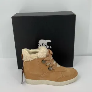 Sorel Out n About Cozy hidden wedge boots suede hiking shearling winter new 8