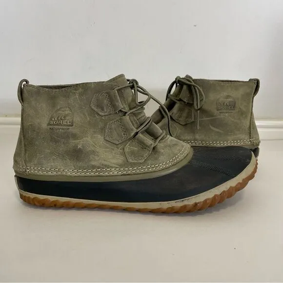 Sorel Out N About Leather Duck Boots Waterproof Rain Boots Size 10 NL2133