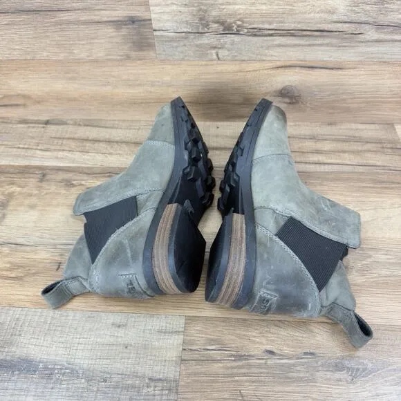 Sorel Size 7.5 Emelie Chelsea Booties Gray Leather Waterproof NL2671-053 Women