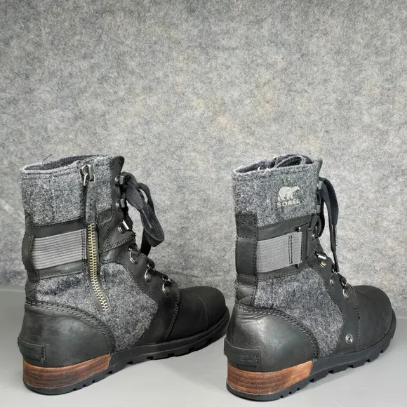 Sorel Womens 6.5 Combat Boots Major Carly Lace Up Leather &amp; CanvasNL2324-010
