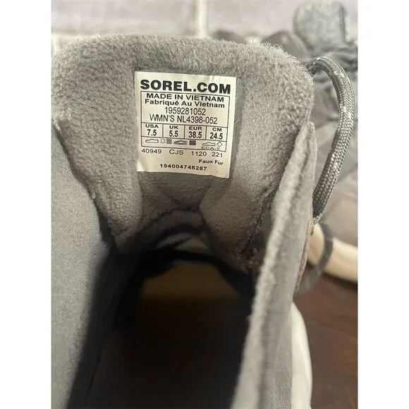 Sorel Women's Kinetic RNEGD Caribou Waterproof Sneakers Gray Size 7.5