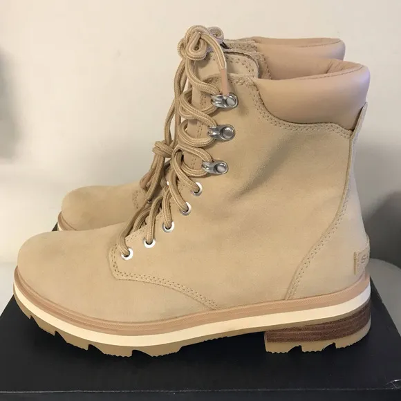 Sorel Women's SIZE 9.5 Lennox Lace Waterproof Boots, Ceramic Color