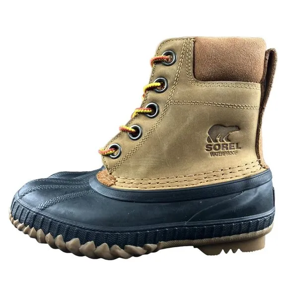 Sorel Youth Cheyanne II Lace 200g Waterproof Elk Brown Black Winter Boots Size 1