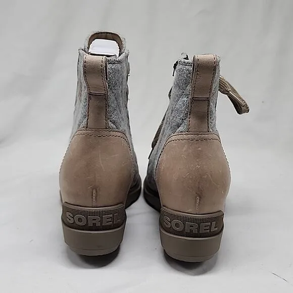 🐨SOREL🐨EVIE 11 NW LACE WOMAN 9.O BOOTIES WATERPROOF OMEGA TAUPE WET SAND NWOB