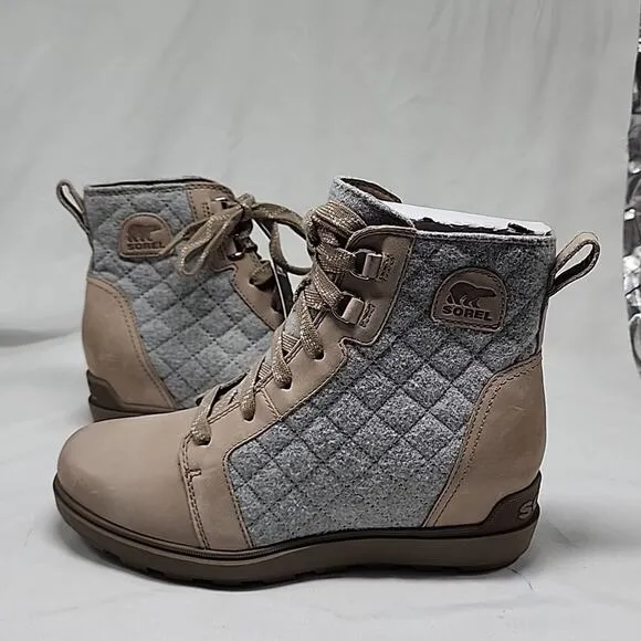 🐨SOREL🐨EVIE 11 NW LACE WOMAN 9.O BOOTIES WATERPROOF OMEGA TAUPE WET SAND NWOB