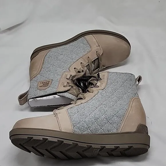 🐨SOREL🐨EVIE 11 NW LACE WOMAN 9.O BOOTIES WATERPROOF OMEGA TAUPE WET SAND NWOB
