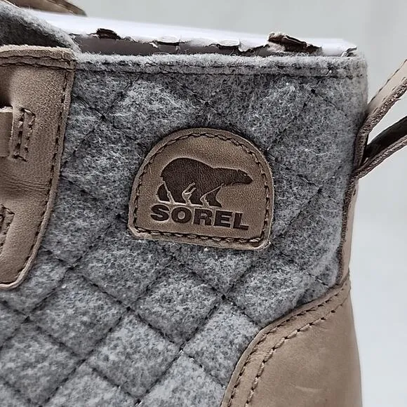 🐨SOREL🐨EVIE 11 NW LACE WOMAN 9.O BOOTIES WATERPROOF OMEGA TAUPE WET SAND NWOB